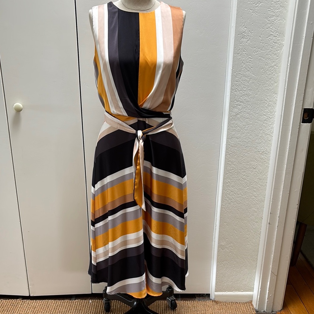 London Times Multicolor Striped Midi Dress